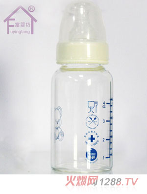 富嬰坊高硼硅標口120mL玻璃奶瓶黃色