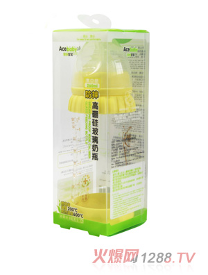 安心寶寶260ml高硼硅玻璃奶瓶黃色