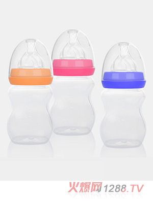 愛弗圖西200ML寬口徑PP奶瓶（橙色、玫紅、藍色）