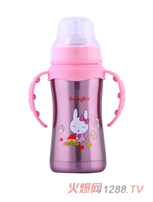 Bunnytoo不銹鋼保溫奶瓶240ml粉色