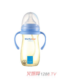 Worthylove沃德拉夫嬰幼兒PPSU帶手柄奶瓶藍色