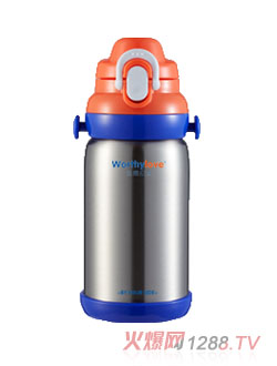 Worthylove沃德拉夫嬰幼兒無手柄不銹鋼水壺藍色中號