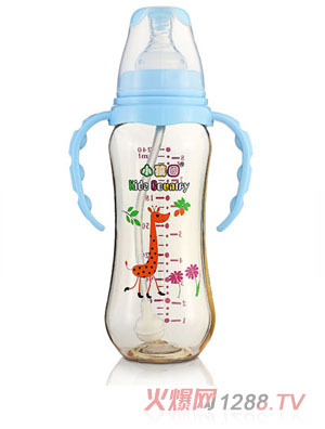 小孩國(guó)標(biāo)口弧形自動(dòng)PPSU安全奶瓶240ML藍(lán)色