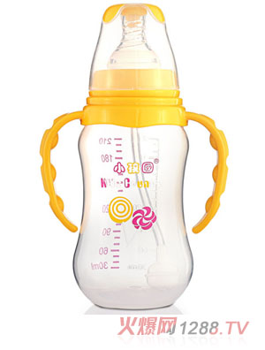 小孩國標口自動弧形PP安全奶瓶210 ML黃色