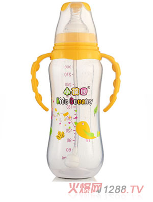 小孩國標口自動弧形PP安全奶瓶300 ML黃色