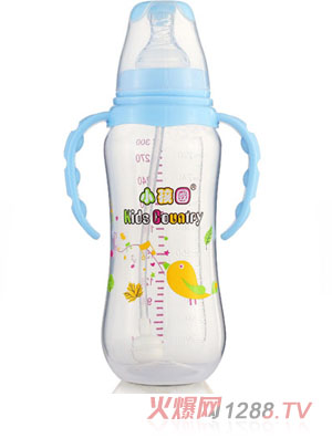 小孩國標口自動弧形PP安全奶瓶300 ML藍色