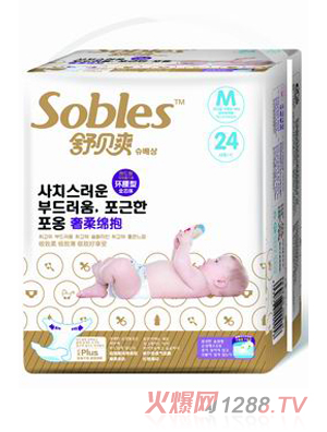 舒貝爽奢柔綿抱紙尿褲中M24