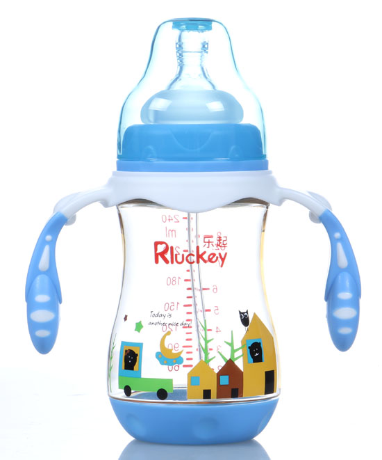 樂起240ml弧形有耳PPSU奶瓶藍(lán)